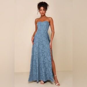 Lulu's Blue Strapless Maxi Dress